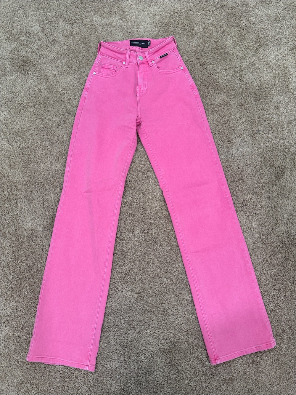 Bright Pink High-Rise Wide-Leg Jeans by